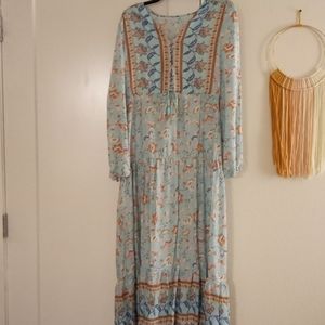 Brand New Light Blue Boho Maxi Dress